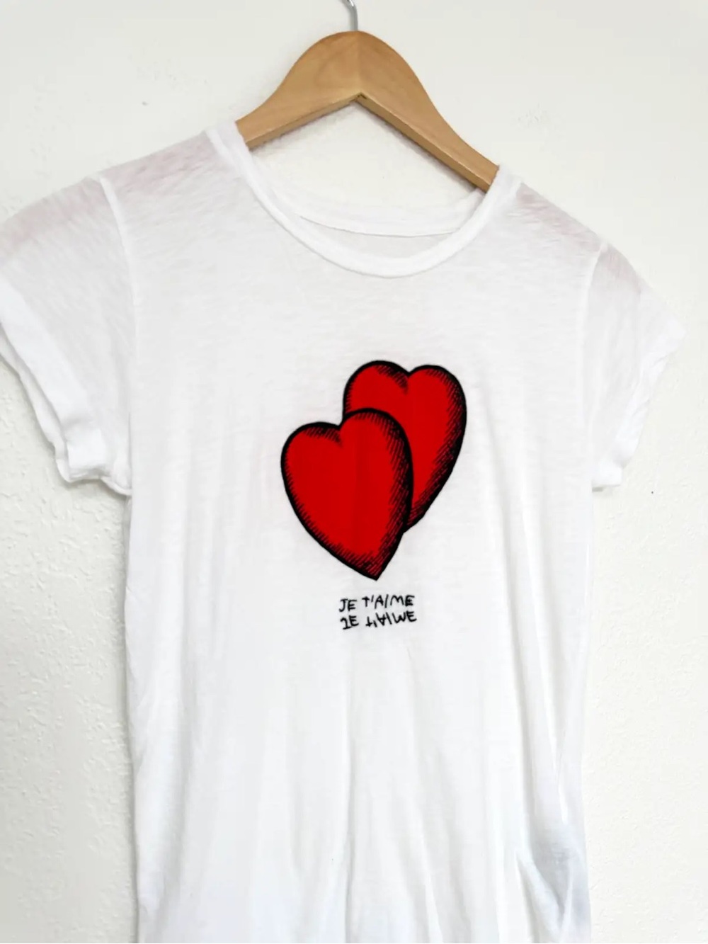 Zadig & Voltaire White Tee with Red Heart Graphic